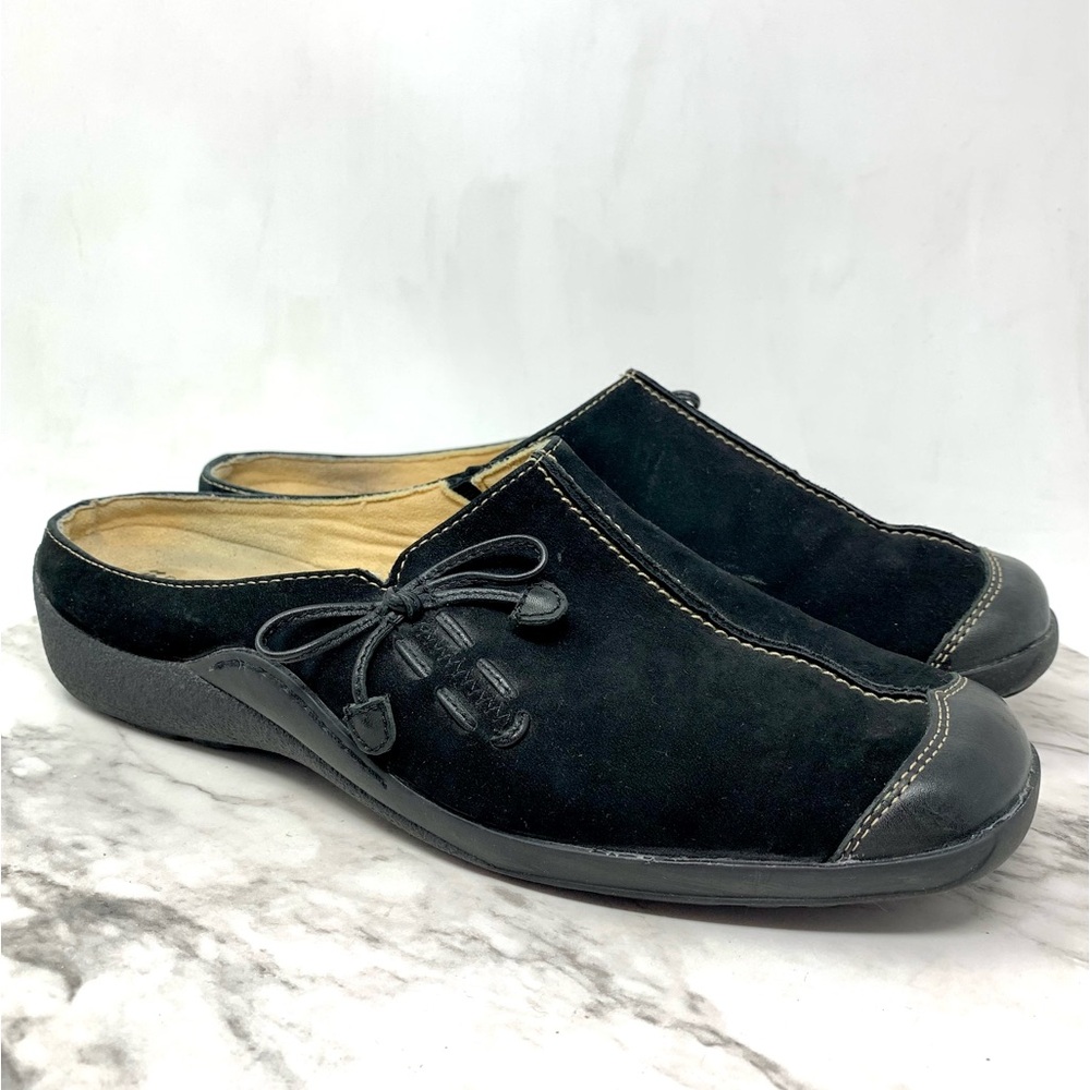 Naturalizer Detail Bow Detail Black Nubuck Mules 9.5 Extra Wide Casual Classic